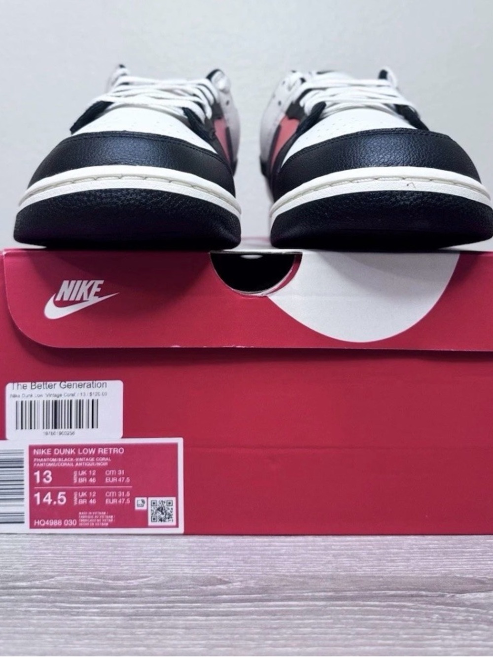 Size 13 - Nike Dunk Low Vintage Coral HQ4988-030 NEW DS - Picture 4 of 8